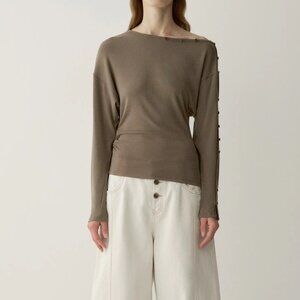 Insisfemme Brown Buttoned Long Sleeve Top